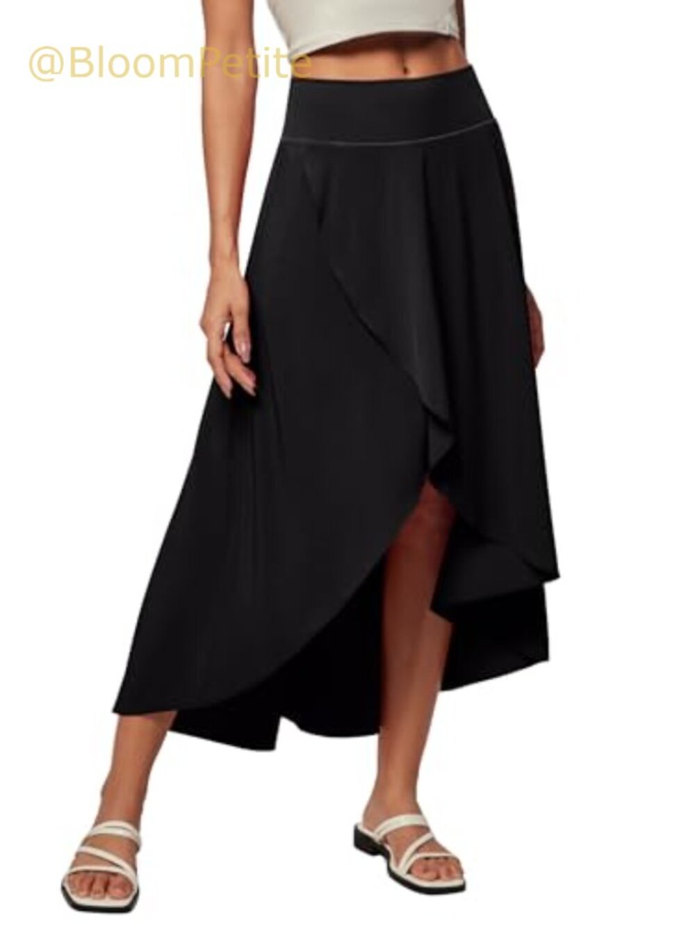 Heathyoga High Waist Wrap Maxi Skirt with Built-in Shorts Flowy Ruffle Slit